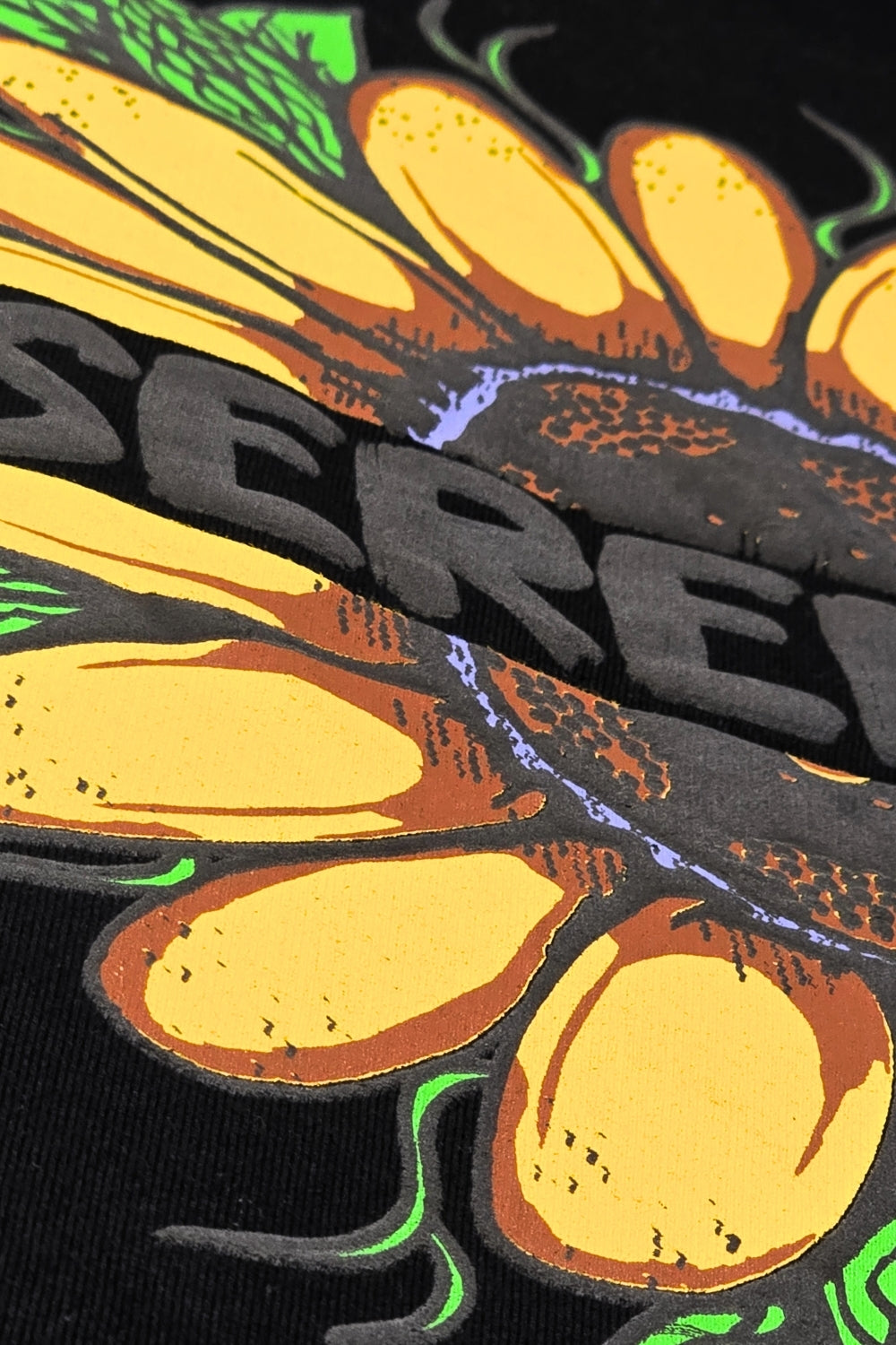 Serenity Sunflower Black Oversized T-Shirt