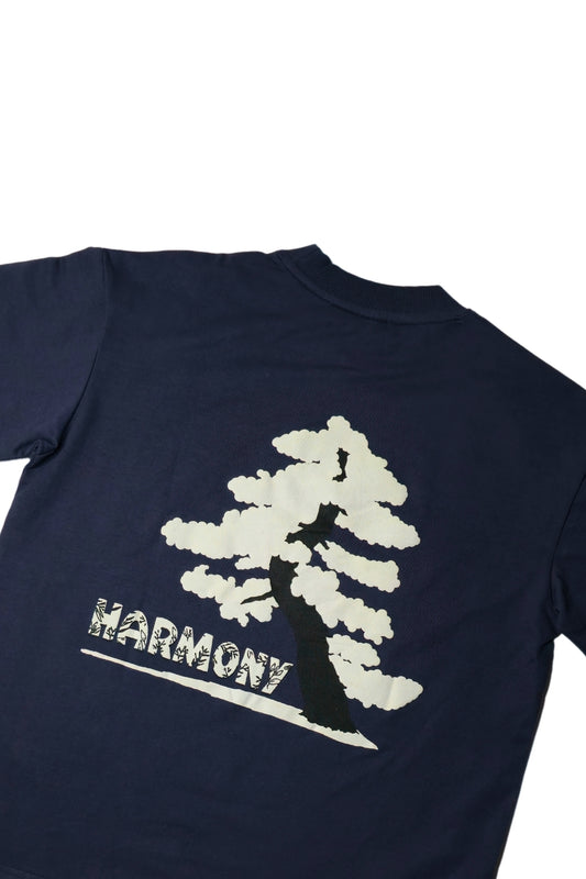 Harmony Tree Oversized Navy Blue T-Shirt