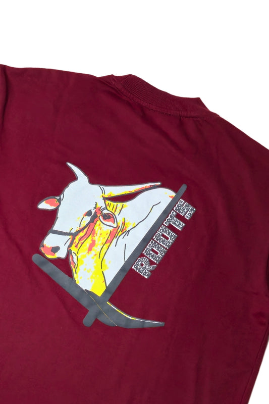 Rural Roots Maroon Oversized T-Shirt