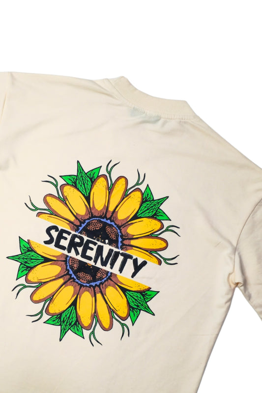 Serenity Sunflower Beige Oversized T-Shirt