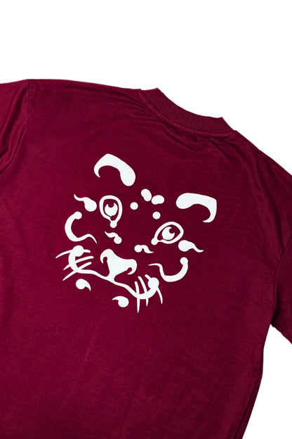 Tribal Panther Oversized Maroon T-Shirt