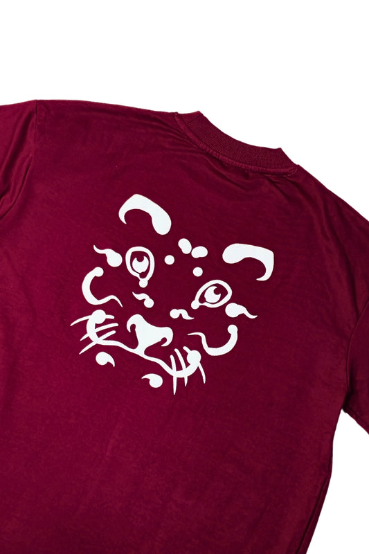 Tribal Panther Oversized Maroon T-Shirt